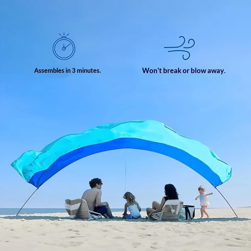 Tenda Parasole Portatile Impermeabile in Nylon per Campeggio e Spiaggia, Protezione UV, per 3-6 Persone
