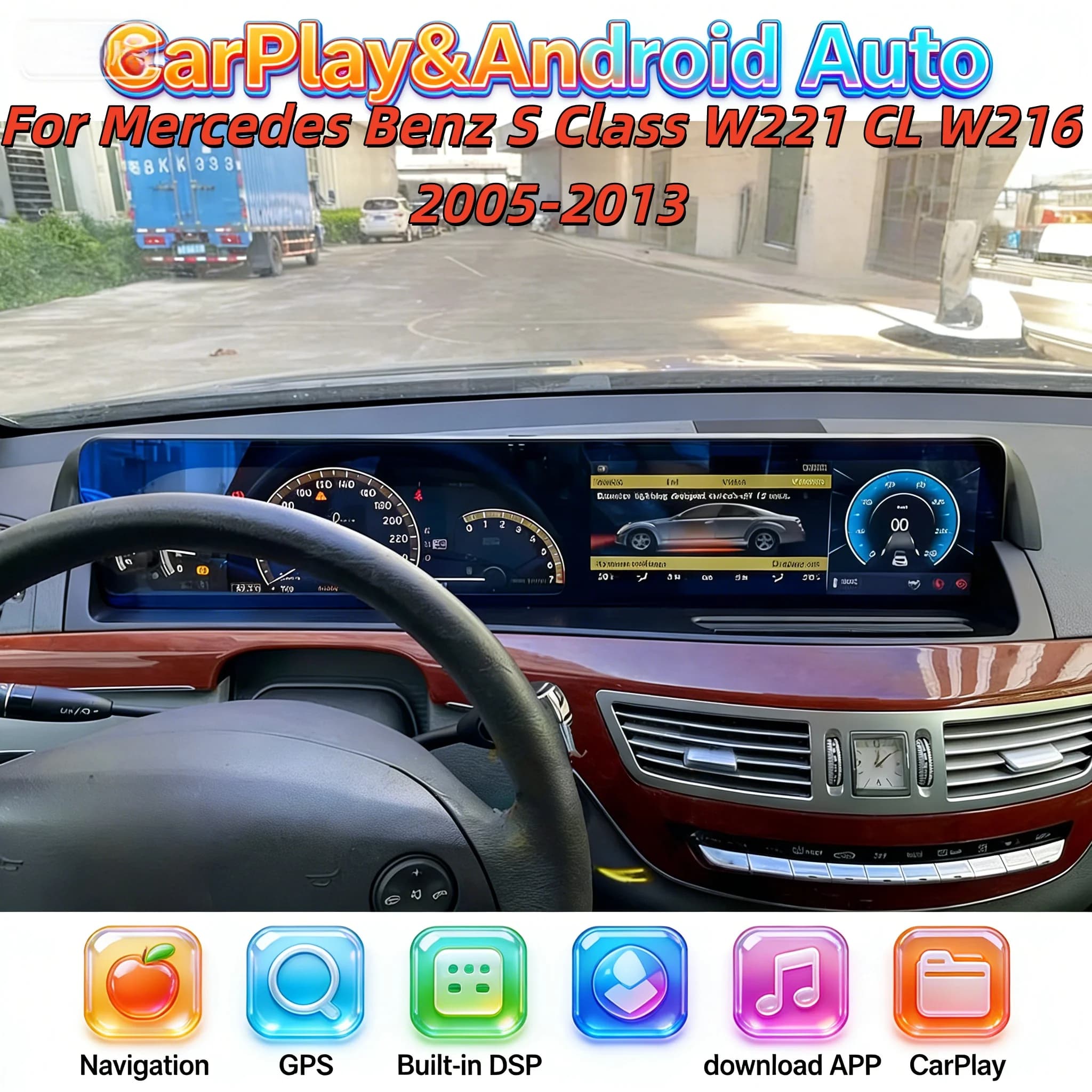 Android Wireless Carplay Bluetooth 5.0 Stereo per Mercedes Benz Classe S W221 CL W216 2005-2013 Lettore Multimediale Radio Accessori