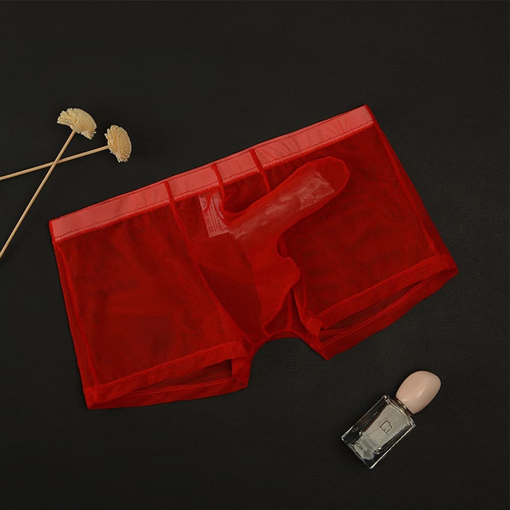 Biancheria intima leggera trasparente da uomo sexy in rete trasparente trasparente slip boxer traspiranti mutandine boxer maschili con separazione di proiettili