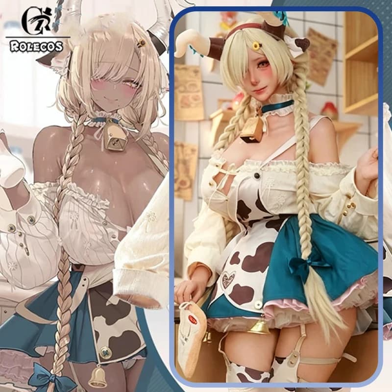Costume Cosplay ROLECOS del Personaggio Owari del Gioco Azur Lane, Abito da Cameriera Sexy, Set Completo per Donne, Outfit per Feste di Halloween e Carnevale