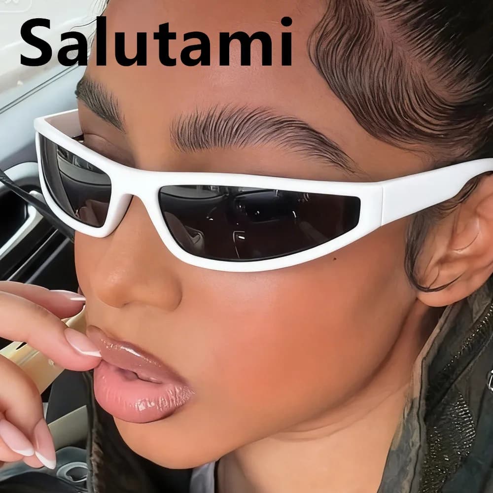Occhiali da Sole Rettangolari Neri Sfumati Y2K Unici per Donne, Nuova Moda Hip Hop, Occhiali da Sole Punk per Uomini, Protezione UV400 per Esterni