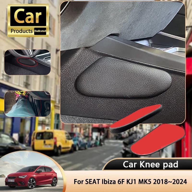 For SEAT Ibiza 6F KJ1 MK5 5th 2018~2024 2019 Car Leg Knee Pad PU Lether Center Control Rest Cushions Thigh Support Cushion Auto