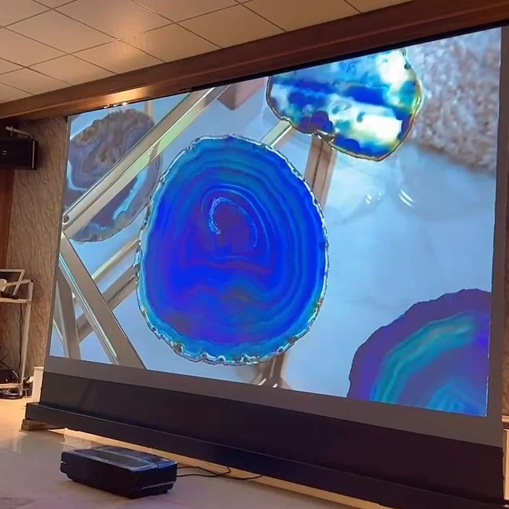 72-150 inch ALR UST Projector Screen Electric Floor Rising 4K T-prism Screen for Ultra Short Throw Laser Projector