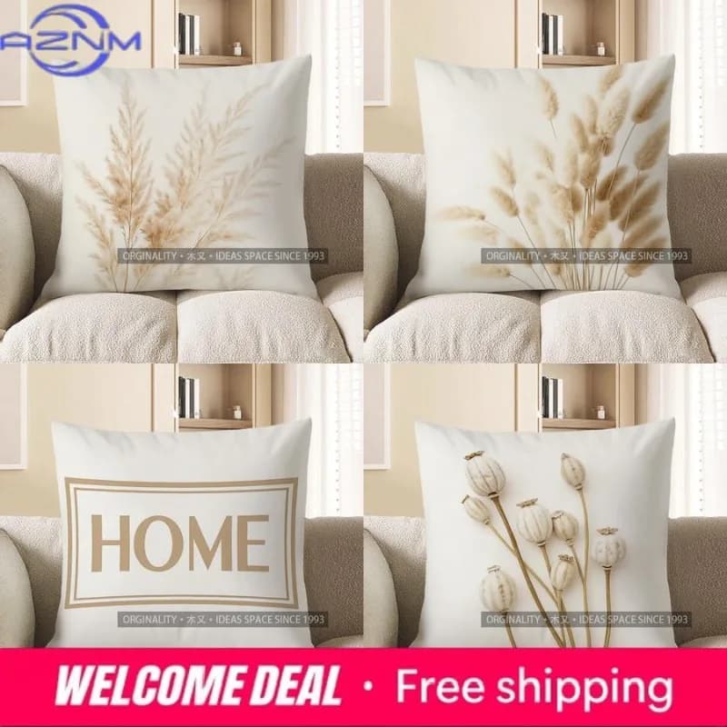 Fodera per cuscino decorativa con motivo erba della Pampa per l'arredamento della casa, adatta per divano, camera da letto, auto