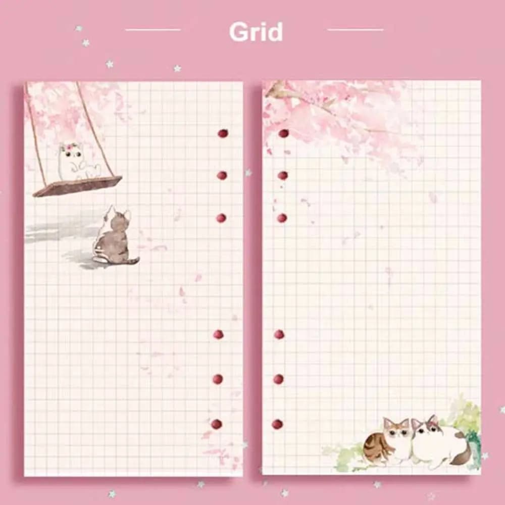 Quaderno raccoglitore quaderno linea di ricarica pagine 80 fogli quaderno a fogli mobili pagine interne A6 Sakura e raccoglitore per gatti