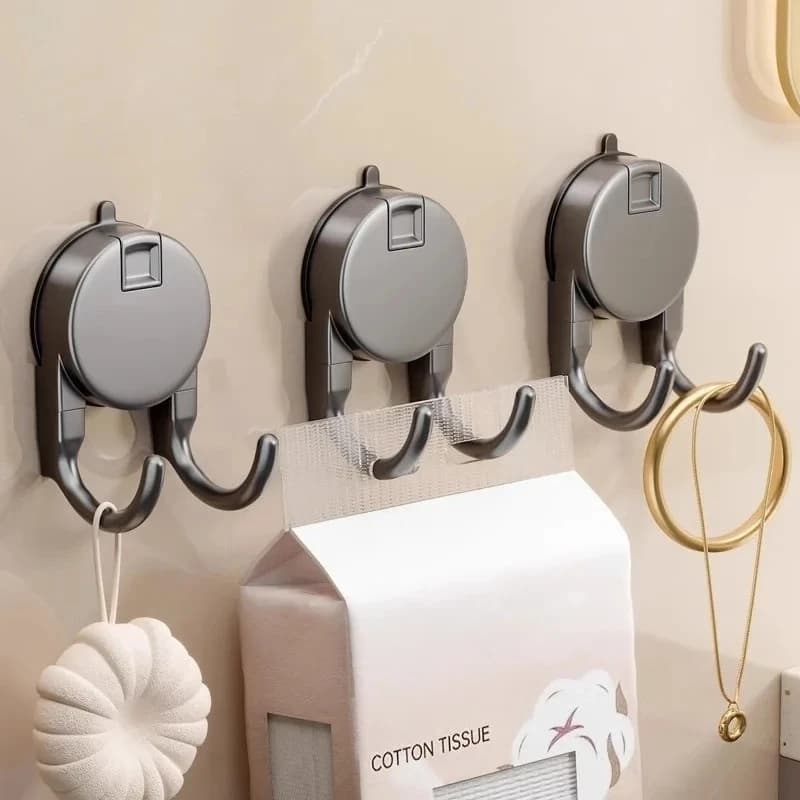 Gancio a ventosa da 3 pezzi, nessuna perforazione richiesta, ganci per bagno, ganci per porta della cucina, ganci per vestiti, ganci doppi, ganci resistenti