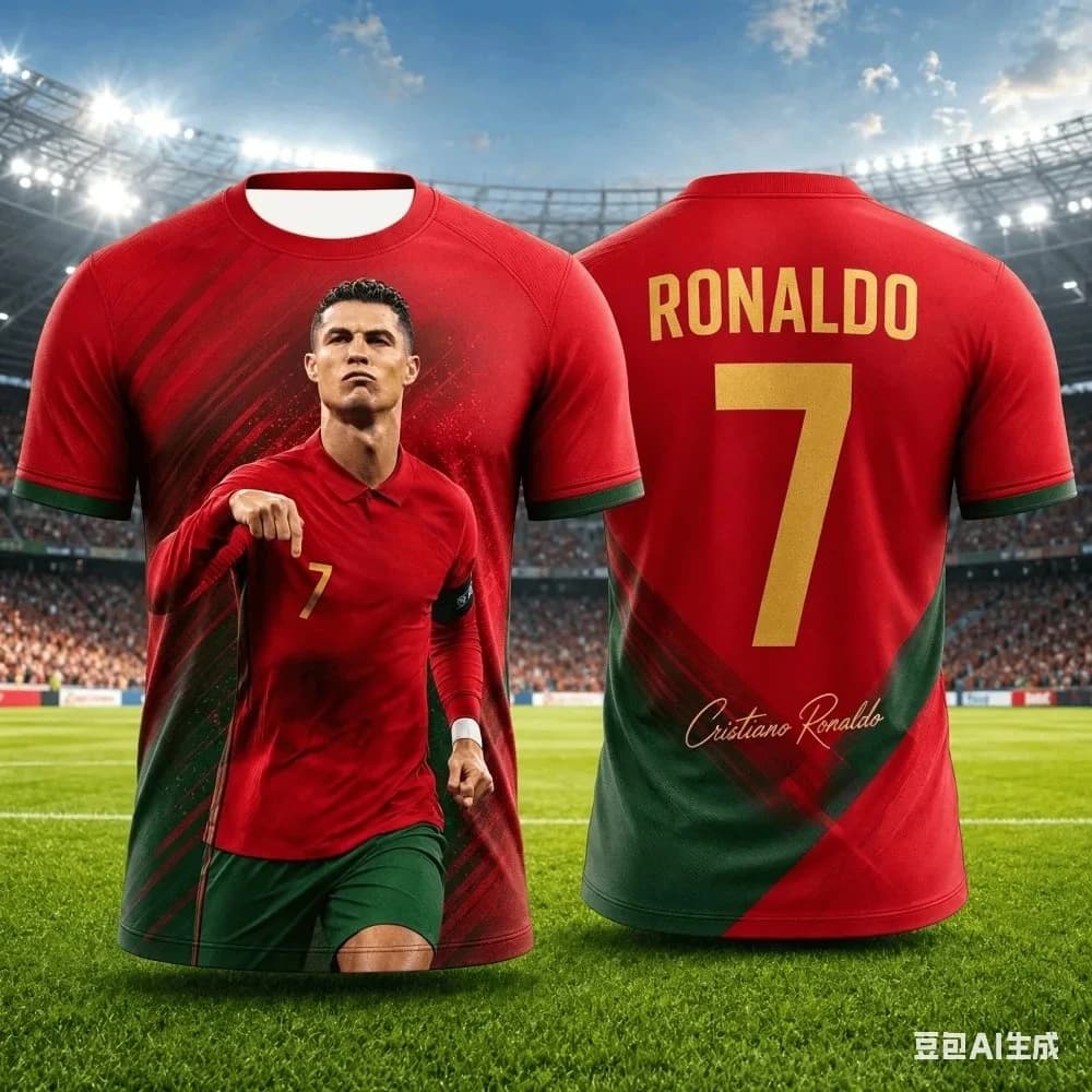 Ronaldo Summer 3D Quick-Dry Breathable Sports Football Jersey - Suitable for Outdoor Travel and Training - Men's T-Shirt
