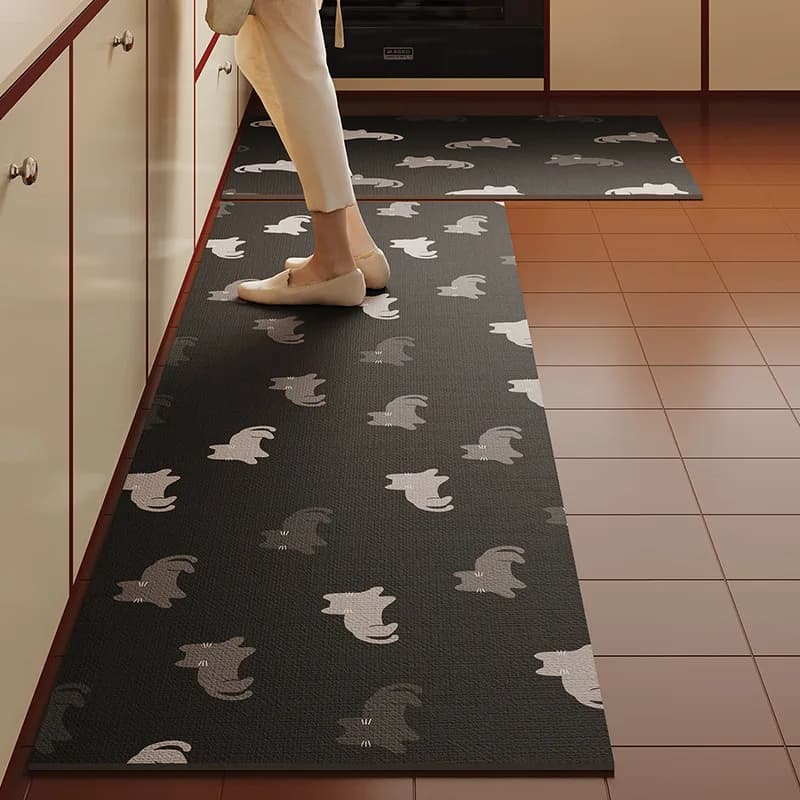 VIKAMA Kitchen Rug Set Red Plaid Panda Non-slip for Farmhouse Entry Home Decor