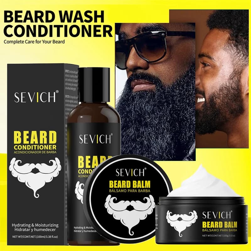 Shampoo per la crescita della barba Set per la cura della barba naturale per uomo Barba Potenziatore per capelli Styling Balsamo per barba idratante Kit per la cura della barba
