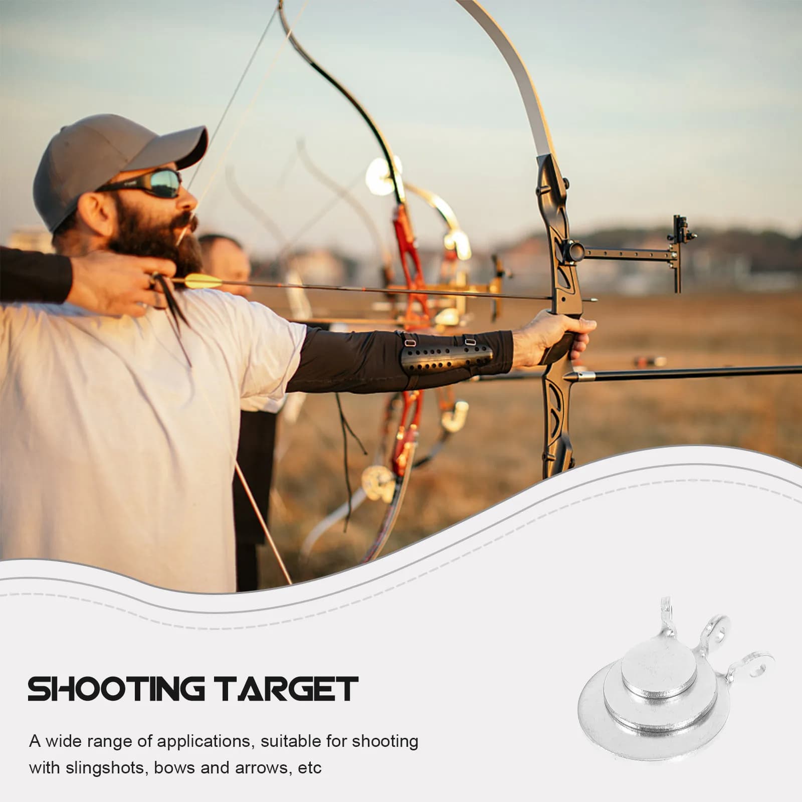 6Pcs Manganese Steel Shooting Targets Hanging Training Plates Compact Lightweight for Archery Precision Practice Outdoor Indoor