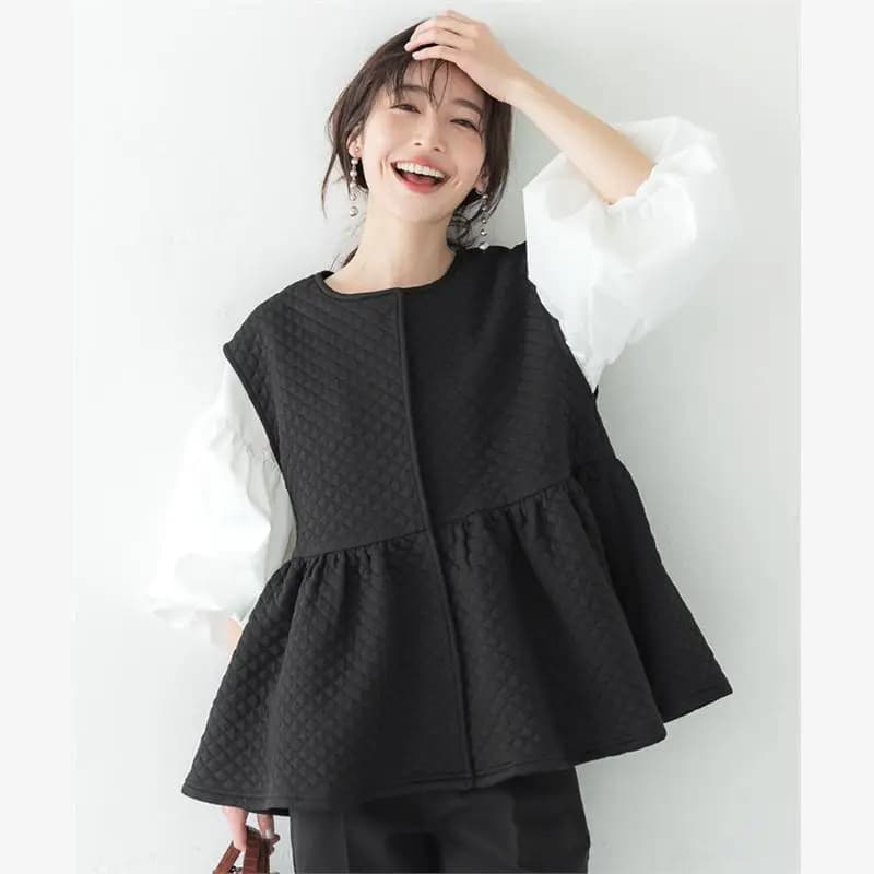 Autumn Winter New Style Women's Fashionable Cotton Vest with Lace Design Versatile Sweet Style round Neck Pure Color Jacket