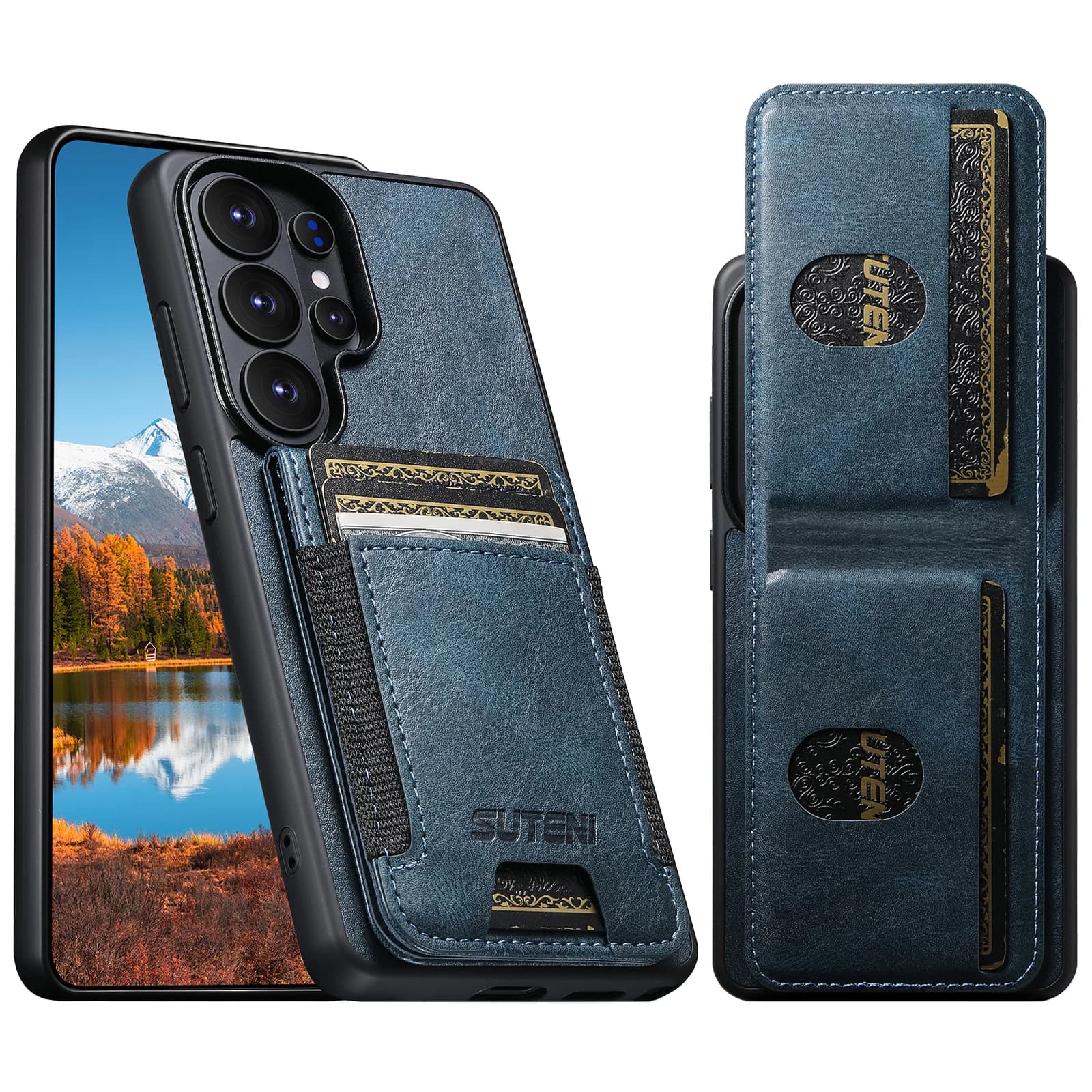 Custodia per telefono con porta carte di lusso in ecopelle con supporto per Samsung Galaxy S26 Ultra S25 Plus S24 S23