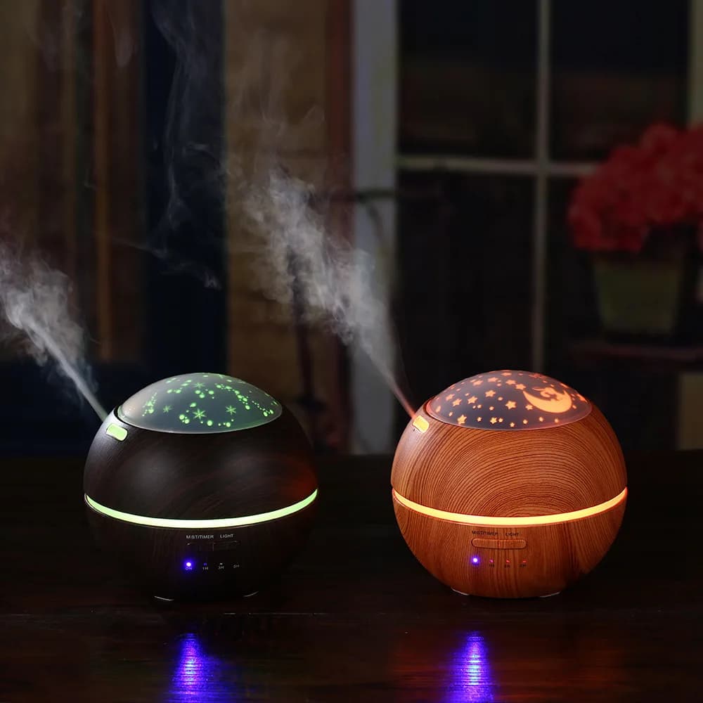 Umidificatore d'aria con diffusore di fragranze a venature del legno transfrontaliere con luci colorate atomizzatore ad ultrasuoni essenziale oi