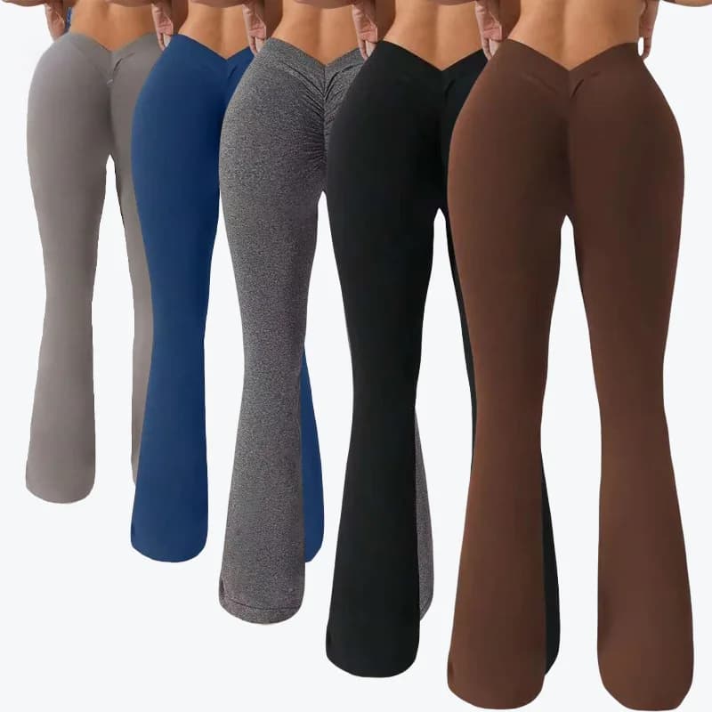 Leggings svasati Pantaloni da yoga per fianchi a forma di V Pantaloni da donna a vita alta a gamba larga Pantaloni da ballo latino per sport fitness da palestra