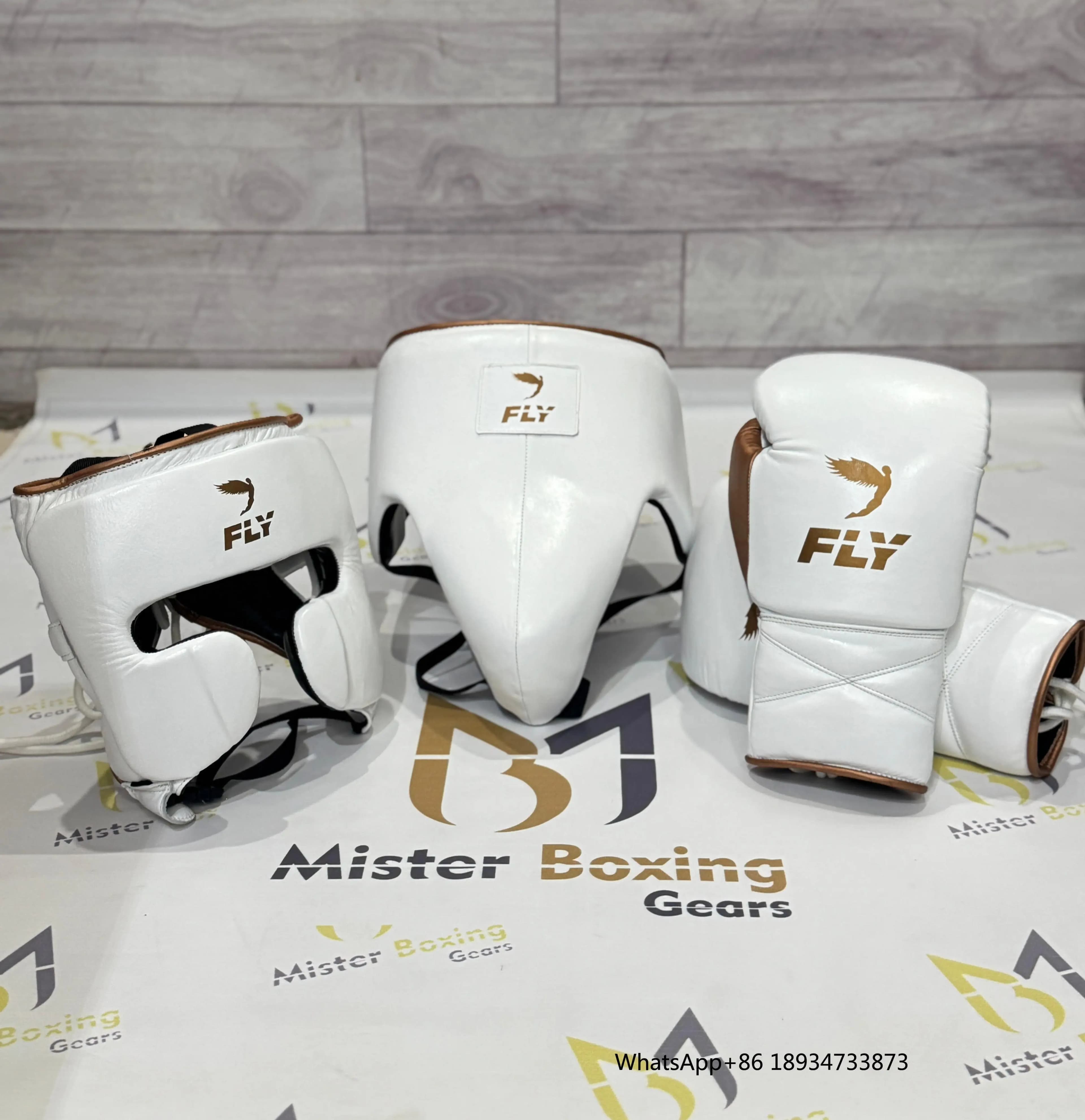 Premium boxing set for flies, leather gloves, headgear and inguine protection, sparring kit available OEM for fighters, gym and wholesale