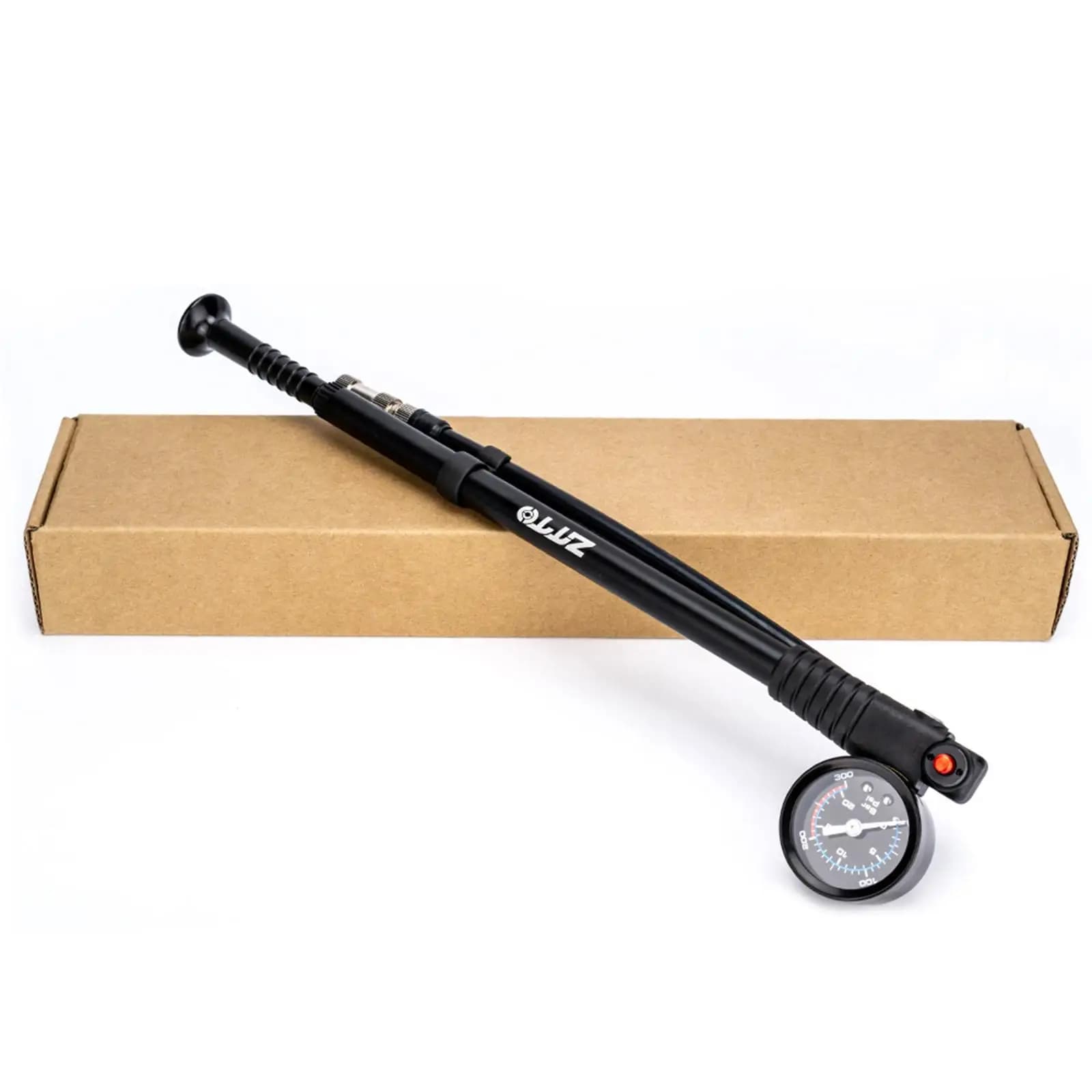 Portable Bike Pump W/ Pressure Gauge Aluminum Alloy High Pressure for Fork/Rear Suspension MTB Electric Vehicle Accessories Road