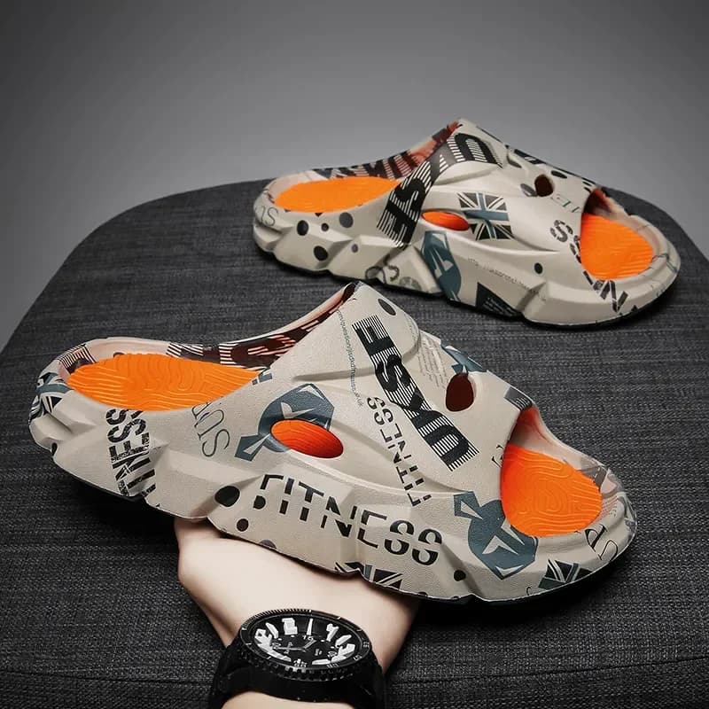 Nuove Ciabatte da Uomo Stile Originale, Sandali Estivi alla Moda con Suola Spessa Antiscivolo, Infradito Slip-on Camouflage per Spiaggia