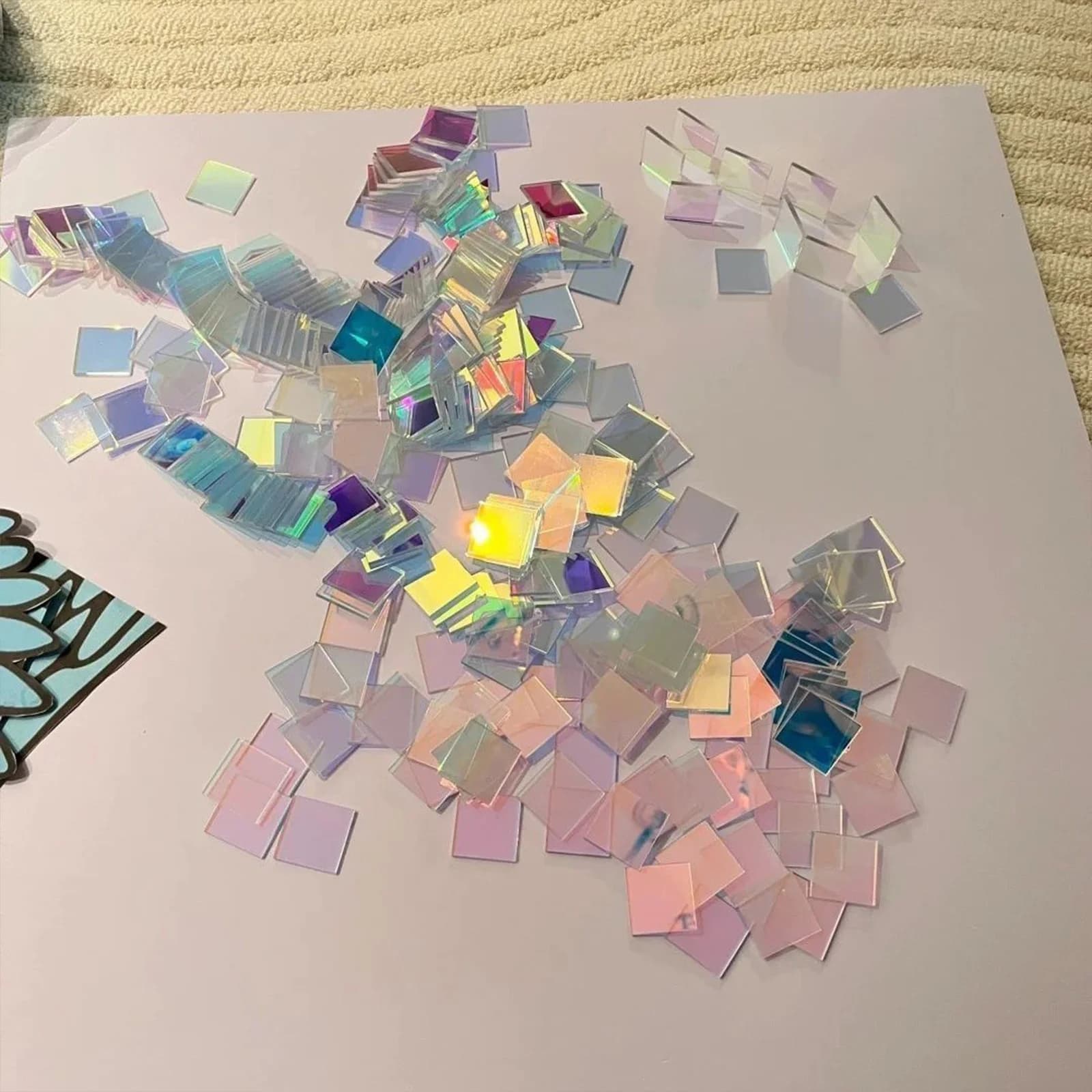 Iridescent Mosaic Tiles Decorative Double-Sided Holo Plexiglass Tiles Easy To Paste for Picture Frames Home Decor Art Supplies