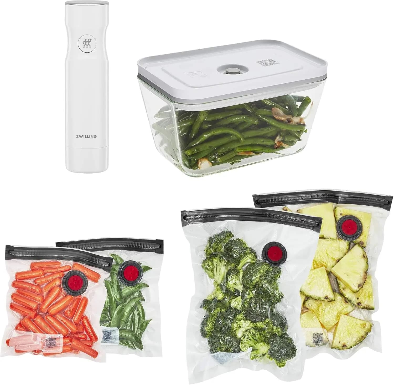 Set iniziale per sottovuoto con contenitore in vetro, sacchetti per sous vide per la preparazione dei pasti e la conservazione degli alimenti