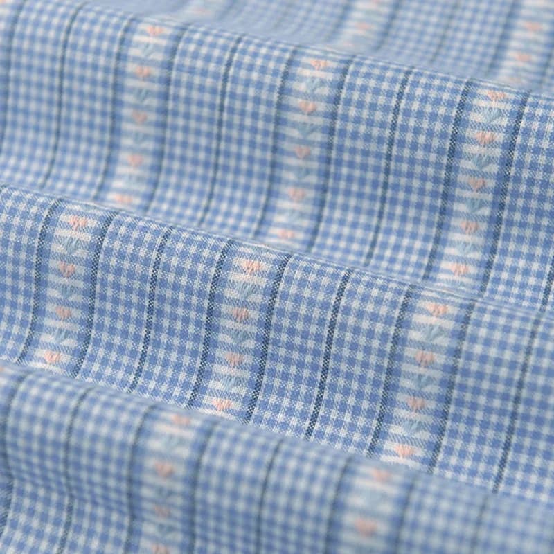 150x50 cm Tessuto jacquard in puro cotone a forma di cuore rosso scuro blu navy per camicie primaverili ed estive, giacche, gonne, stoffa da cucire