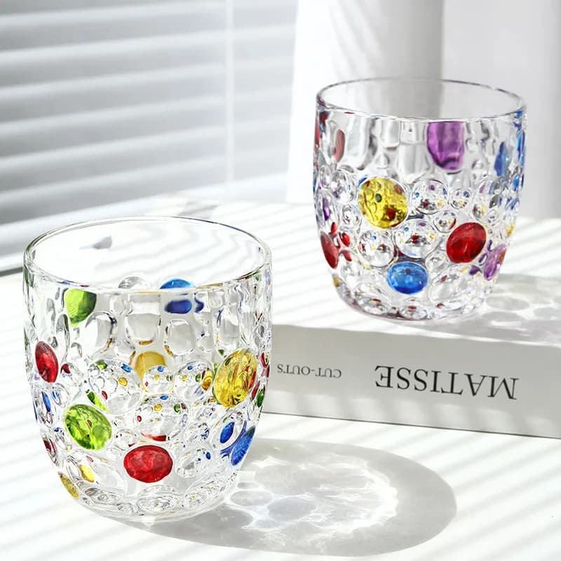 Bicchiere da vino dipinto Lussuosa tazza da caffè Whisky estetico Bicchiere di cristallo Bere tazza di birra Bottiglia d'acqua Decorazioni per la casa Accessorio da bar
