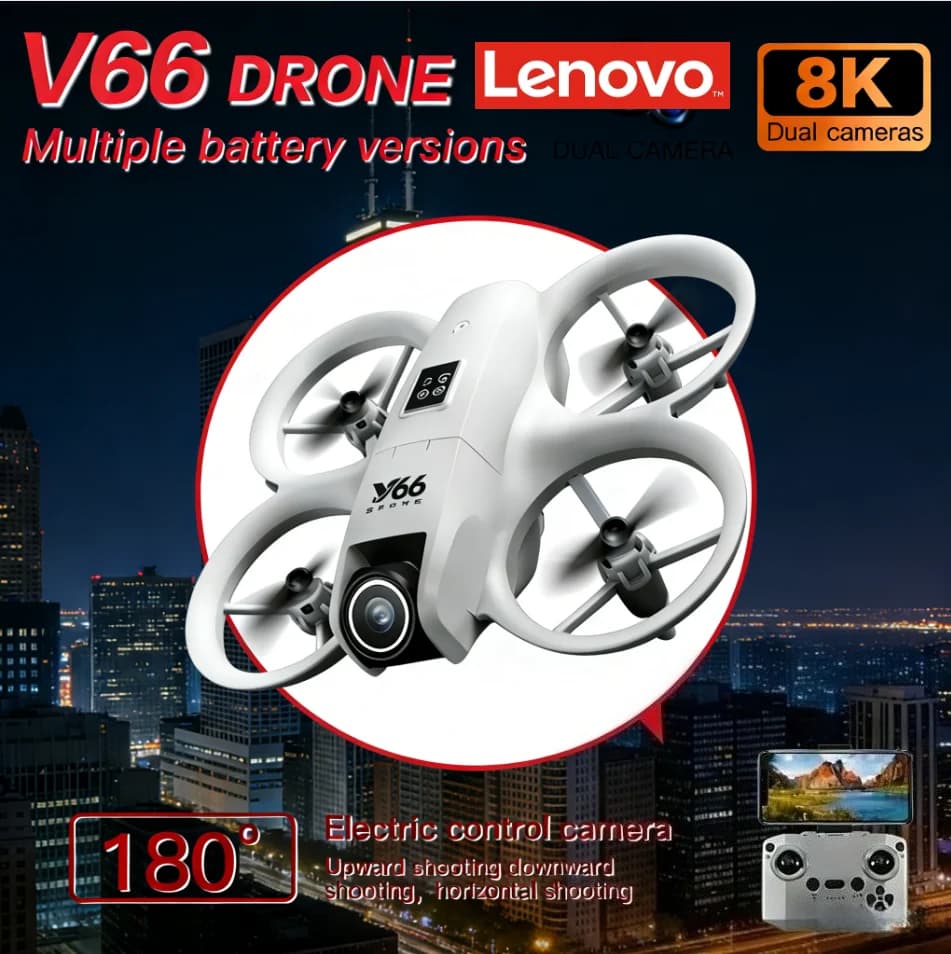 Drone RC Mini Lenovo V66 with Professional Camera 8K, Helicopter Foldable With Avoidance Ostacles 180 ° Micro Aircrafted Toy Reboundable Children