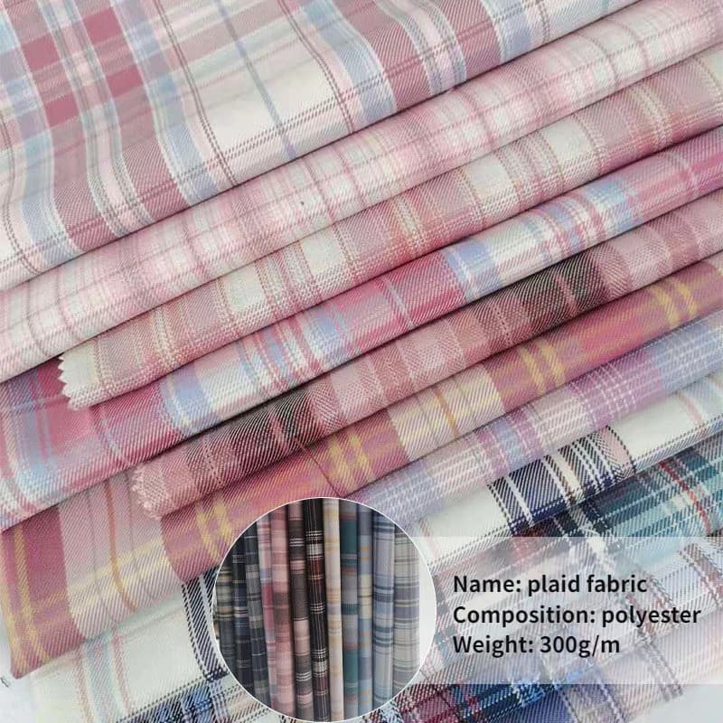 Plaid Fabric By The Meter for Needlework Pleated Skirt Bow Tie School Uniform Diy Sewing Soft Anti-wrinkle Yarn-dyed Cloth Pink