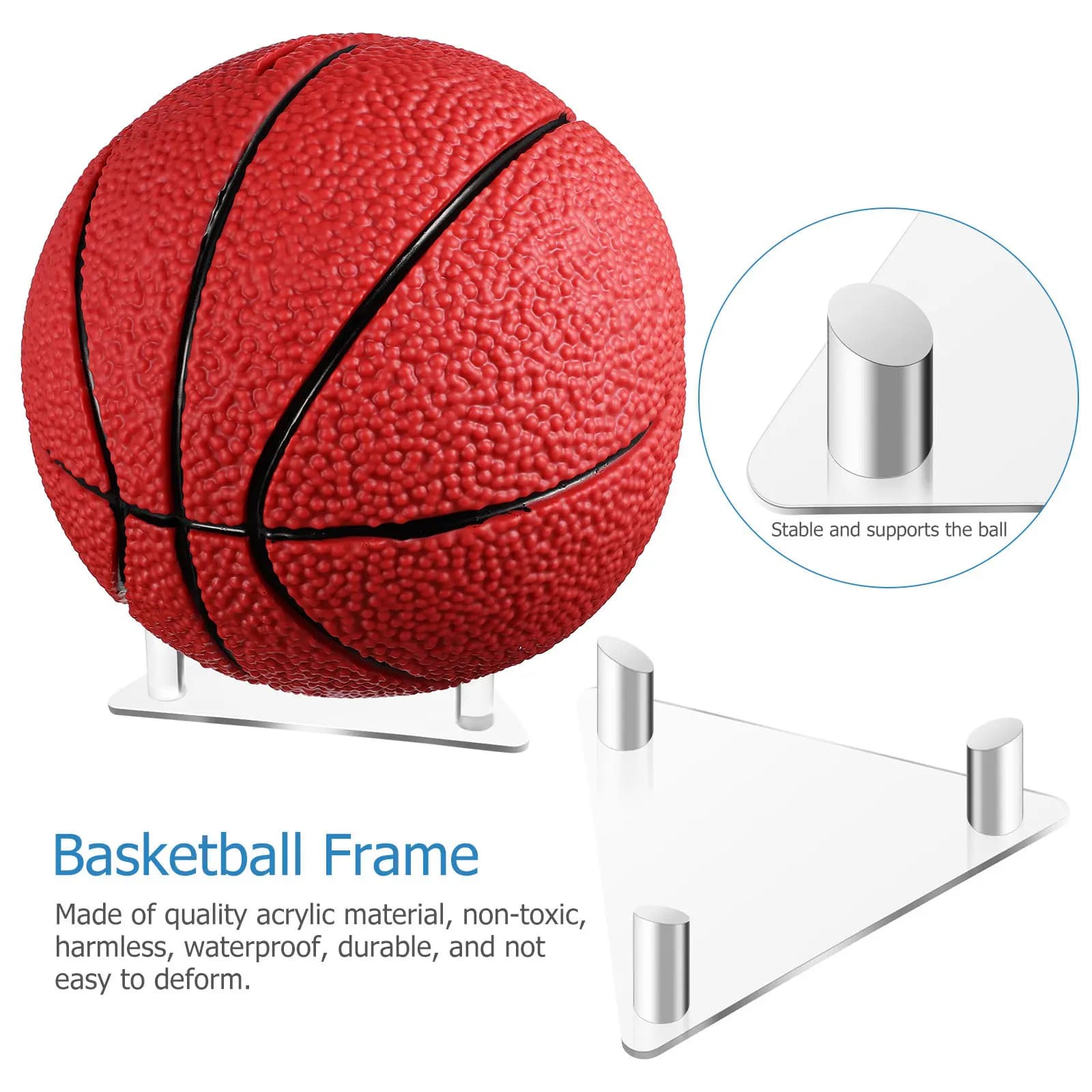 2 Pezzi Supporto Triangolare in Acrilico per Palloni da Basket, Calcio, Pallavolo e Rugby, Espositore Trasparente per Conservazione