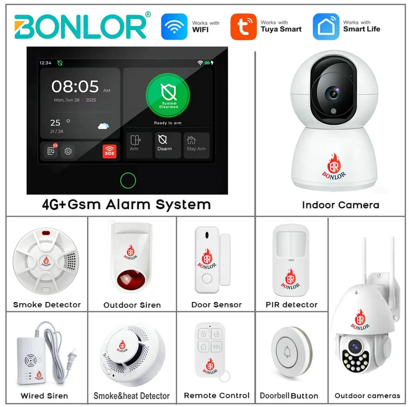 Nuovo Sistema di Allarme Domestico 4G/WiFi GSM 2026 con Pannello Touch Screen IPS da 7 Pollici, Sistema di Sicurezza Wireless Intelligente Tuya Compatibile con Alexa
