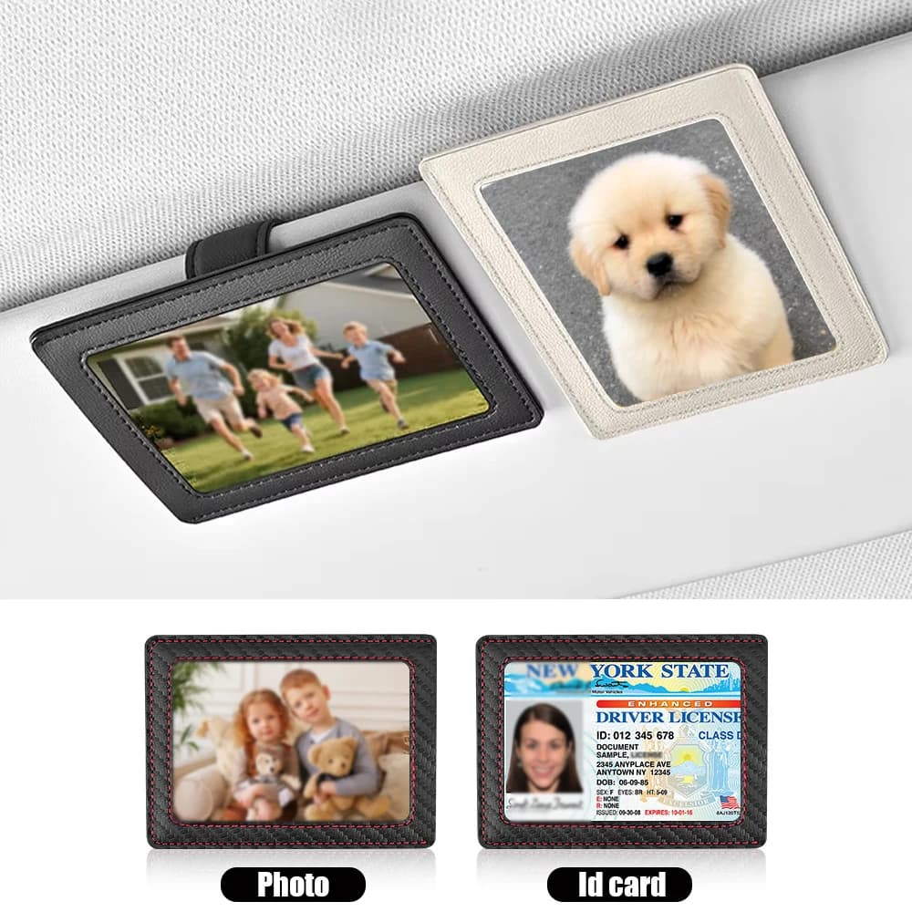 Car Sun Visor Photo Holder Picture Frame Clip Auto Sunshade Card ID Business Card Storage Organizer Car Interior Accessories