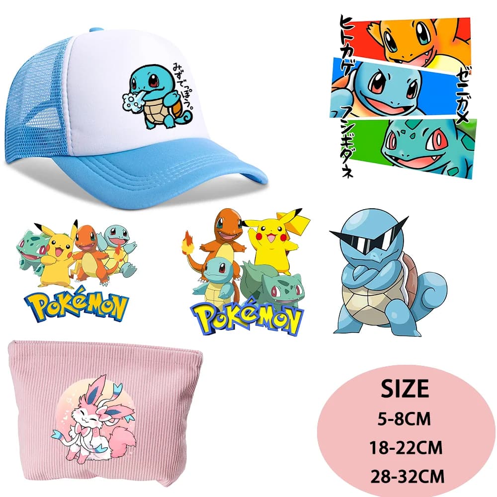 Toppe Termoadesive Pokemoned Lavabili, Adesivi Termici a Trasferimento Termico, Motivi Anime e Cartoni Animati, per Abbigliamento, Cappelli, Regali per Feste, Fai da Te, per Uomo e Donna