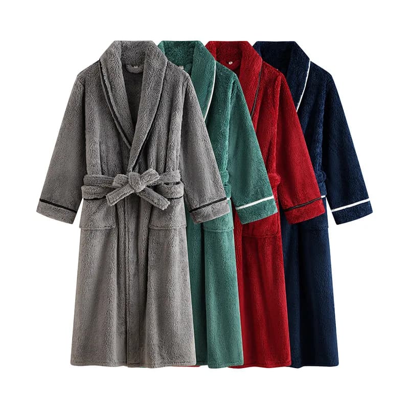 Coppie Hotel Style Accappatoio lungo Accappatoio in pile di corallo Flanella Abito da mattina Indumenti da notte da donna Pigiama da uomo Autunno Inverno