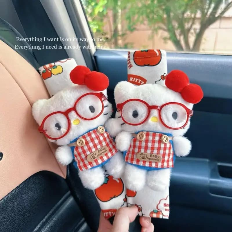 Copri Cintura di Sicurezza Auto Hello Kitty, Regolabile, Sanrio, Imbottitura per Spalla per Bambini e Adulti, Accessori Auto