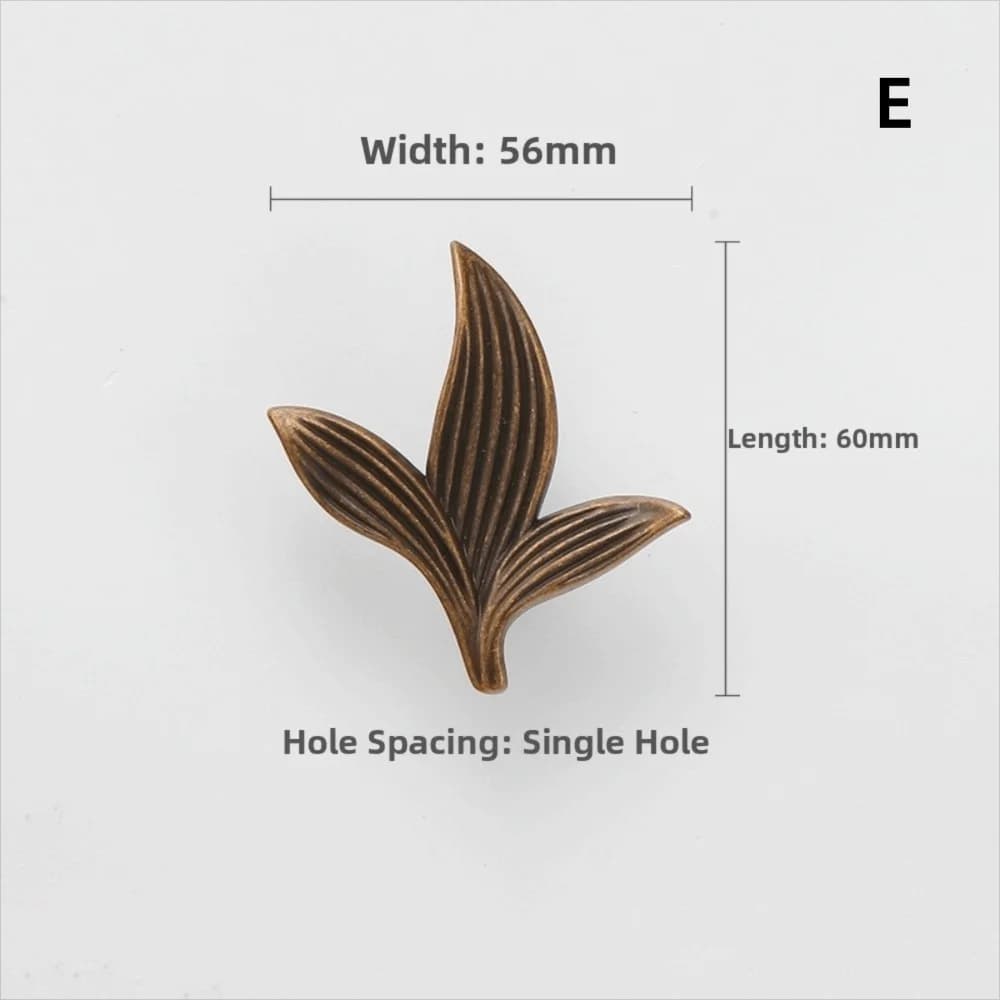 Maniglia per cassetto in lega di zinco con finitura bronzo, design creativo a petalo, maniglia a forma di fiore con finitura oro per mobili da cucina