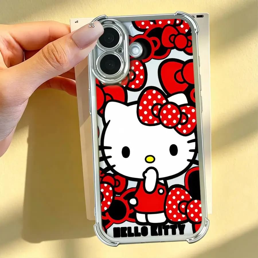 Soft Phone Cover Case for iPhone 17 Pro Max Air 16 Plus 16e 14 Pro 15 13 12 11 Cute Sanrio Hello Kitty