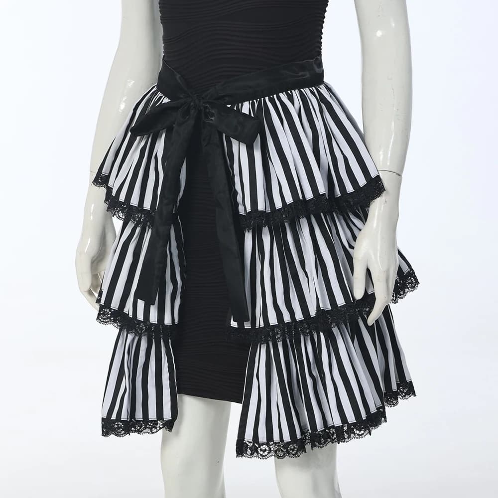 Short skirt with Volant Pagliaccio Style, Harlequin, Lolita, Gothic, Steampunk, Multilayer, with Balze and Edge in Lace for Women