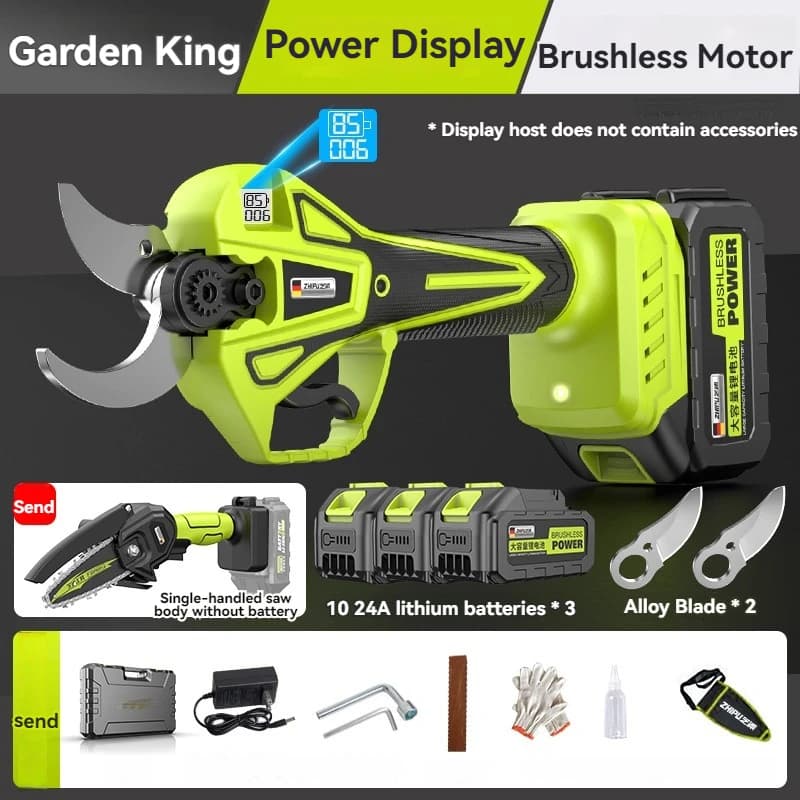 Electric pruning shears without brushes Garden equipment Power supply Battery electric garden scissors with LED display