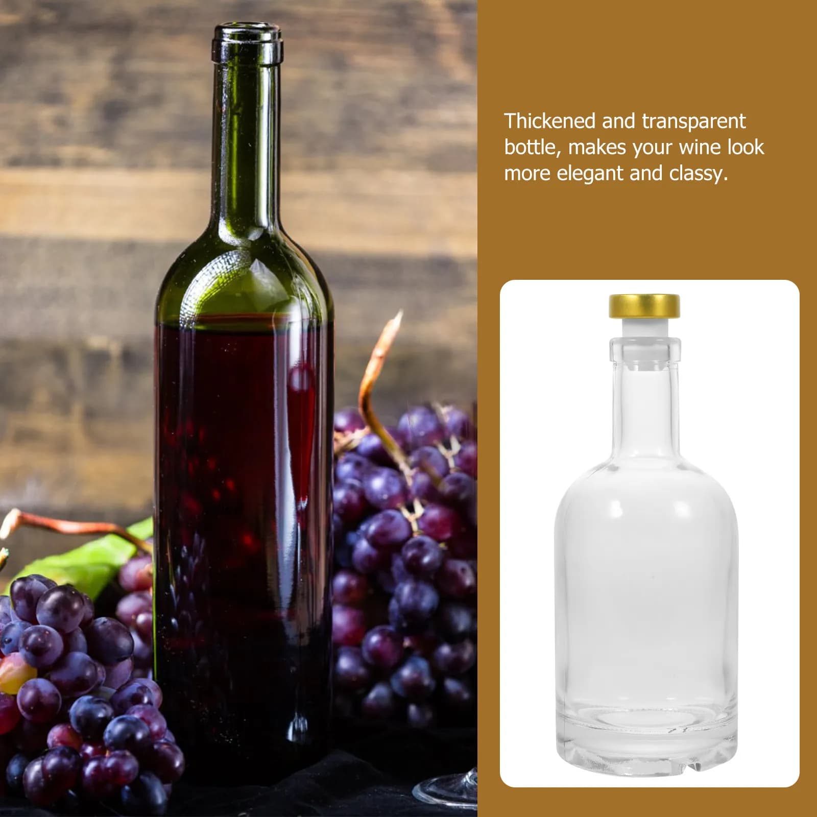 2Pcs Thickened Glass Wine Bottle Transparent Large Capacity Bar Home Whiskey Vodka Liquor Bottle Decanter Steady Sealed