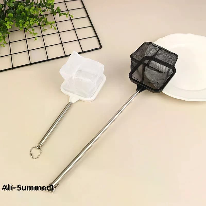 Rete da pesca telescopica in acciaio inossidabile, portatile, resistente alla corrosione, antiruggine, accessori per acquario e vasca dei pesci
