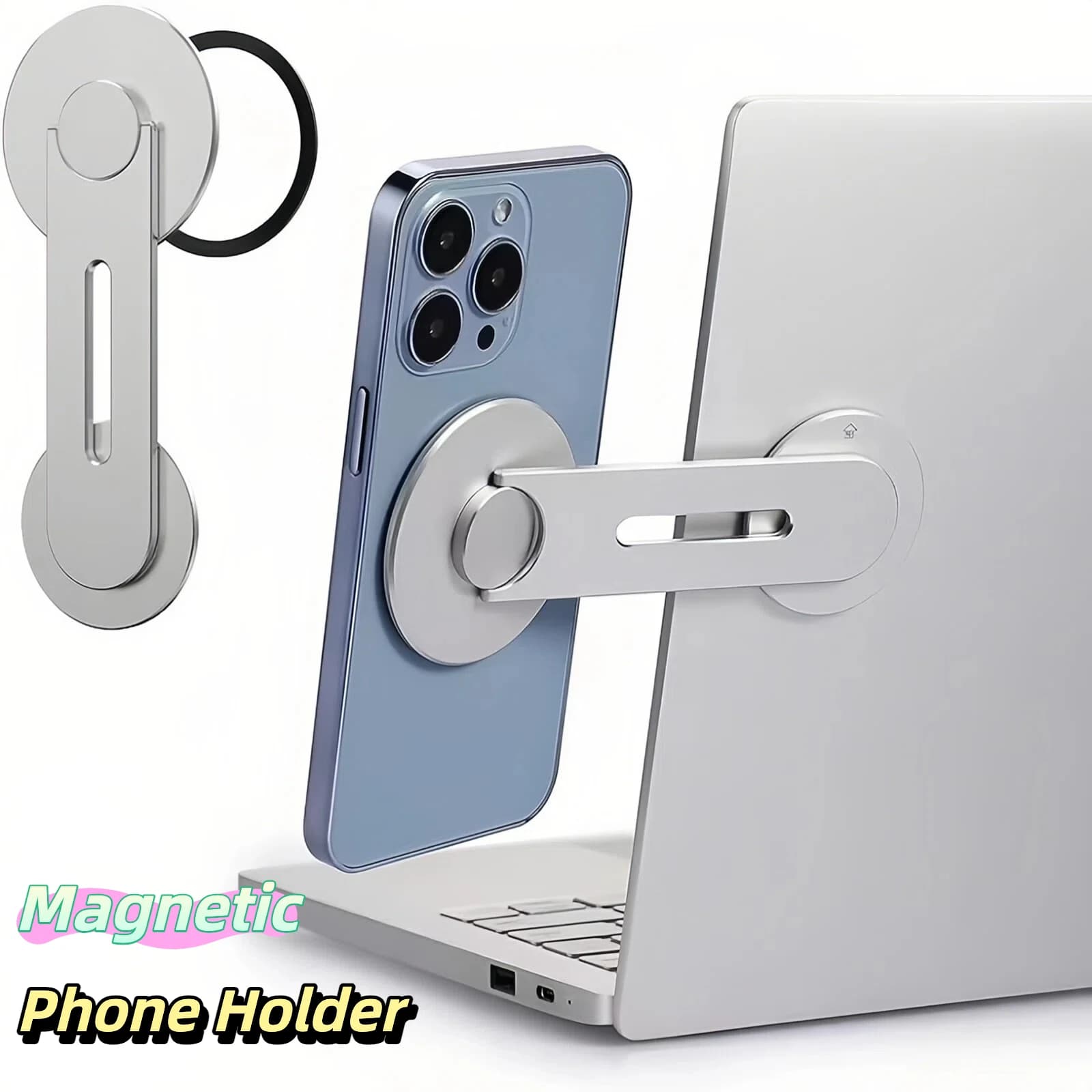 Universal Magnetic Phone Support for Tesla Model Y, Laptop and Phone Support, Adjustable Side Mounting in Premium Aluminum Alloy