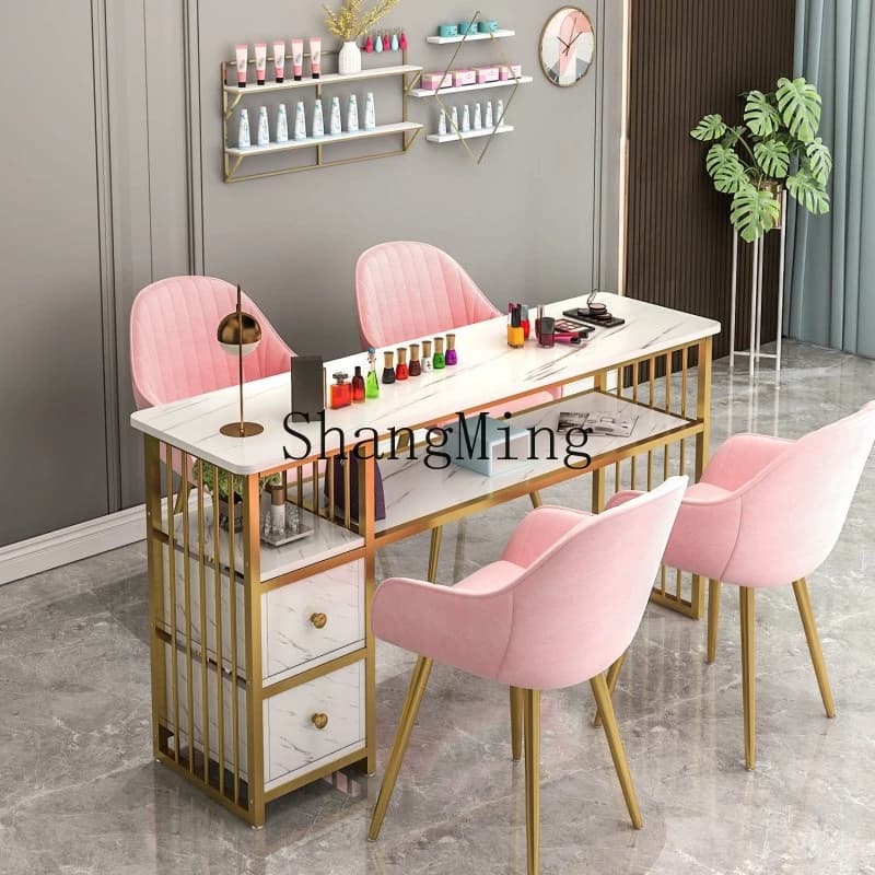 Set tavolo e sedia per nail art semplice SM, tavolo semplice per negozio di nail art, tavolo singolo e doppio