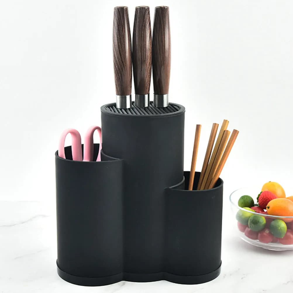 Portacoltelli da Cucina in PP Resistente con Fessure di Drenaggio, Organizzatore Multifunzione per Coltelli e Forbici