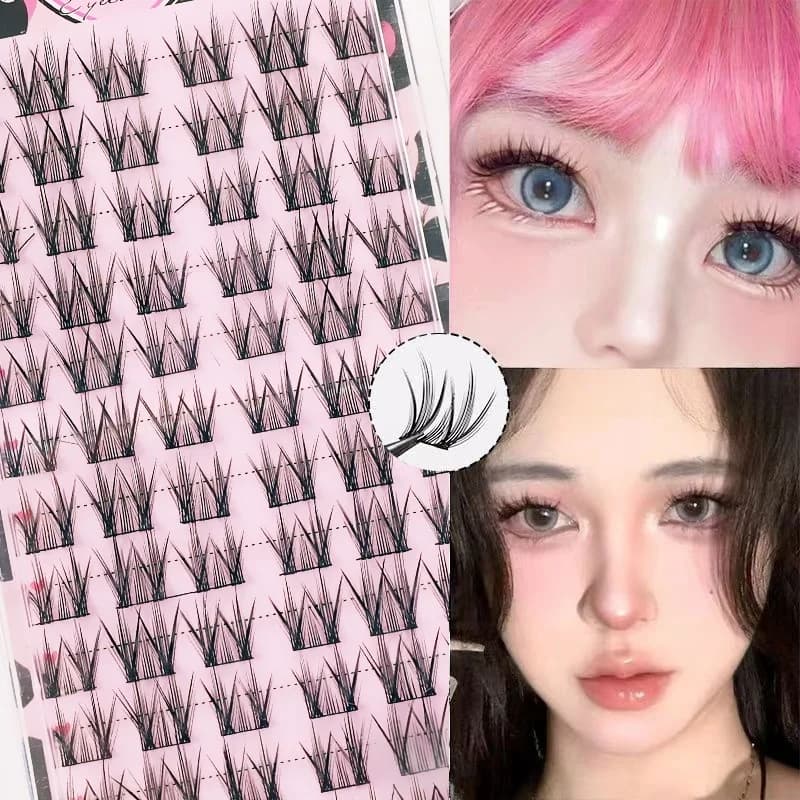 Fake eyelashes easy to wear for beginners -72 bunches of fascinating natural appearance, length 11 mm-13 mm, D-shaped ring, dress