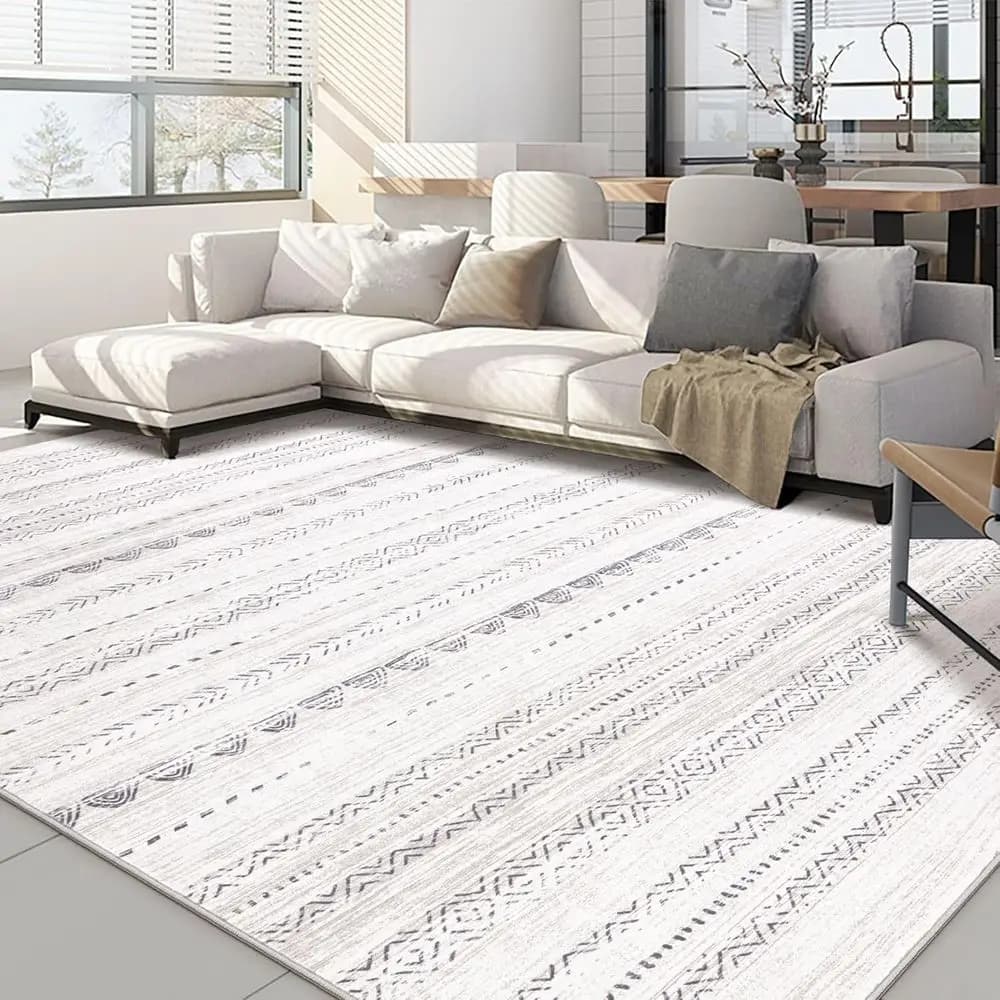 Tappeto da fattoria morbido moderno neutro Boho 9x12, tappeto antiscivolo per interni resistente alle macchie per soggiorno, camera da letto, scuola materna, Ki