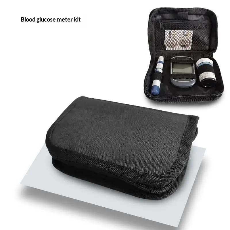 Portable Storage Bag for Glycemia Meter, Blood Pressure Meter and Home Oxygen, Black Hinge Storage Bag.