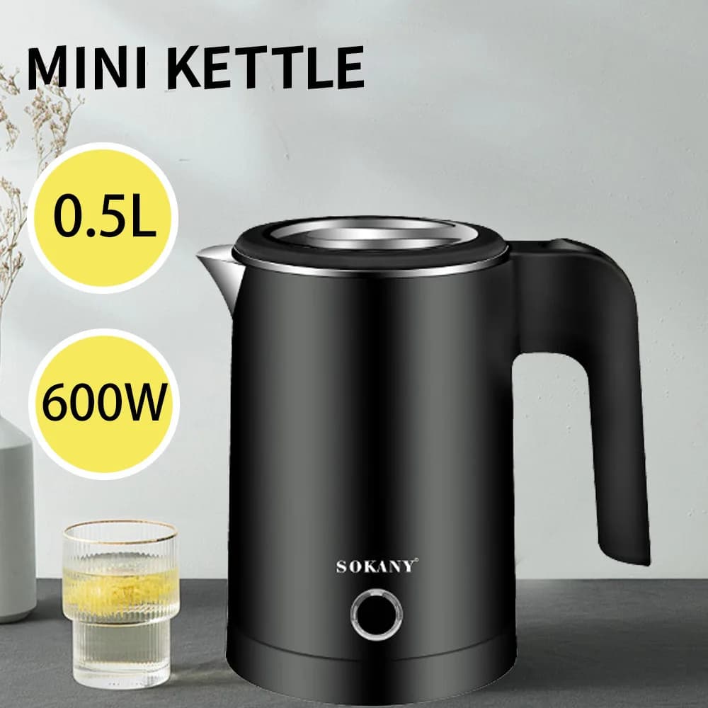 0.5 liters electric kettle Automatic double layer switching in stainless steel 600W Prevents dry combustion Hot water pot for kitchen