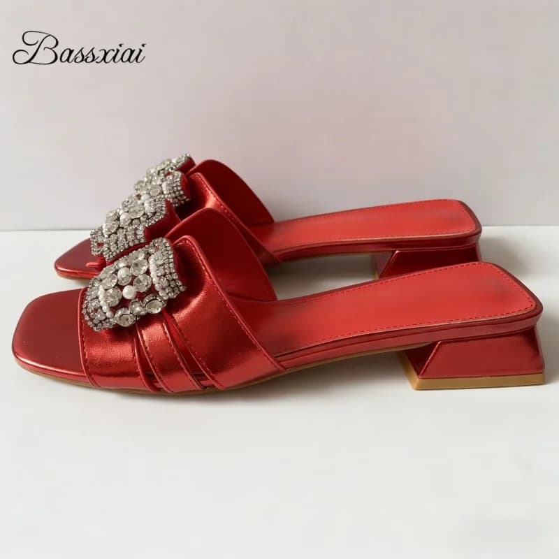 Luxury Jeweled Crystal Butterfly-Knot Mules For Girls Concise Style Open Toe Slingbacks Slim Women Slippers Summer
