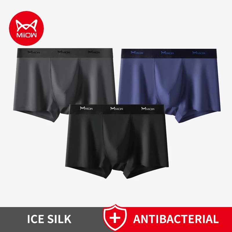 MiiOW mutandine da uomo in seta di ghiaccio grafene antibatterico Boxer da uomo intimo mutande senza cuciture leggere slip Boxer da uomo L-5XL