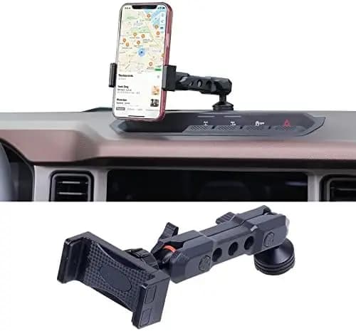 Dashboard Phone Support for Bronco 2/4 Doors 2021-2026 | 360 ° Adjustable aluminium support for smartphones | Black