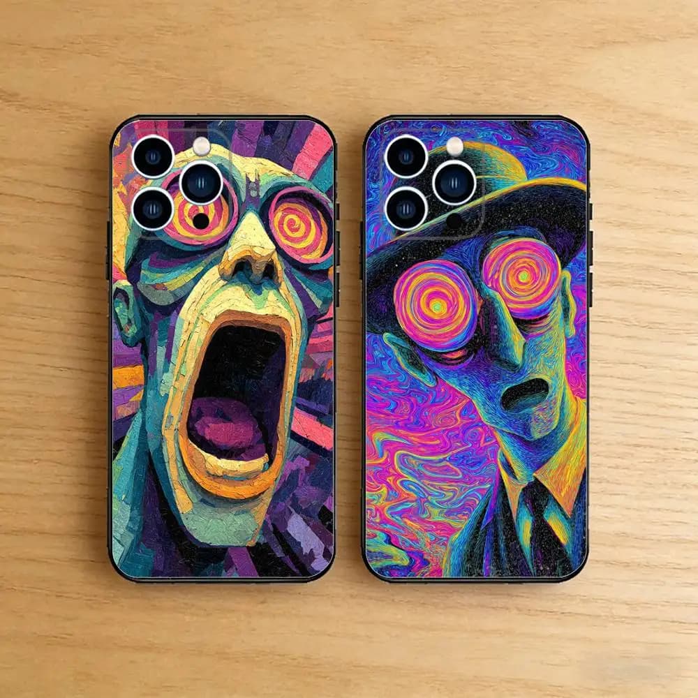 Cover Morbida Antiurto con Arte Psichedelica del Viso per iPhone 17 16 Pro Plus Air 15 14 Max Mini E 12 11